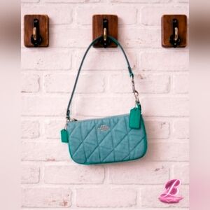 Coach Quilted Denim Shoulder Bag - Baquette Style - Green - NWT